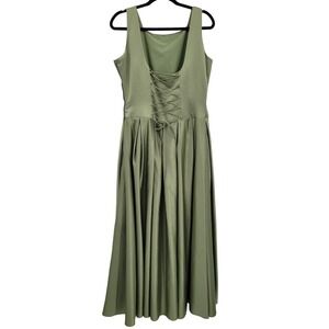 Vtg 80s Corset Back Renaissance Maiden Dress Gown Sz 16 Sage Fairy Grunge